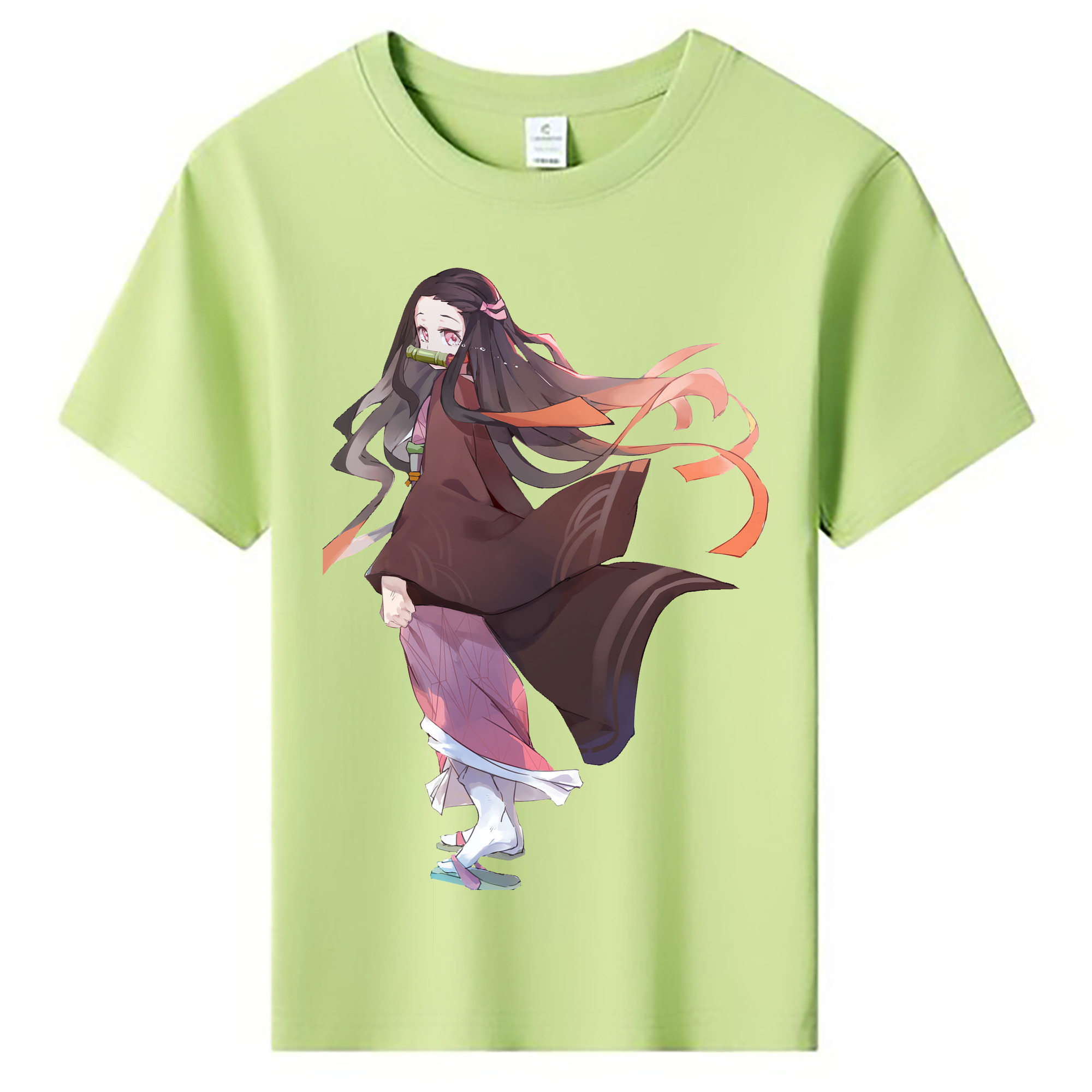（画像用） 鬼滅の刃（きめつのやいば）竈門 禰󠄀豆子／かまど ねずこ Kamado Nezuko 綿100％キッズTシャツ（フロントプリント）
